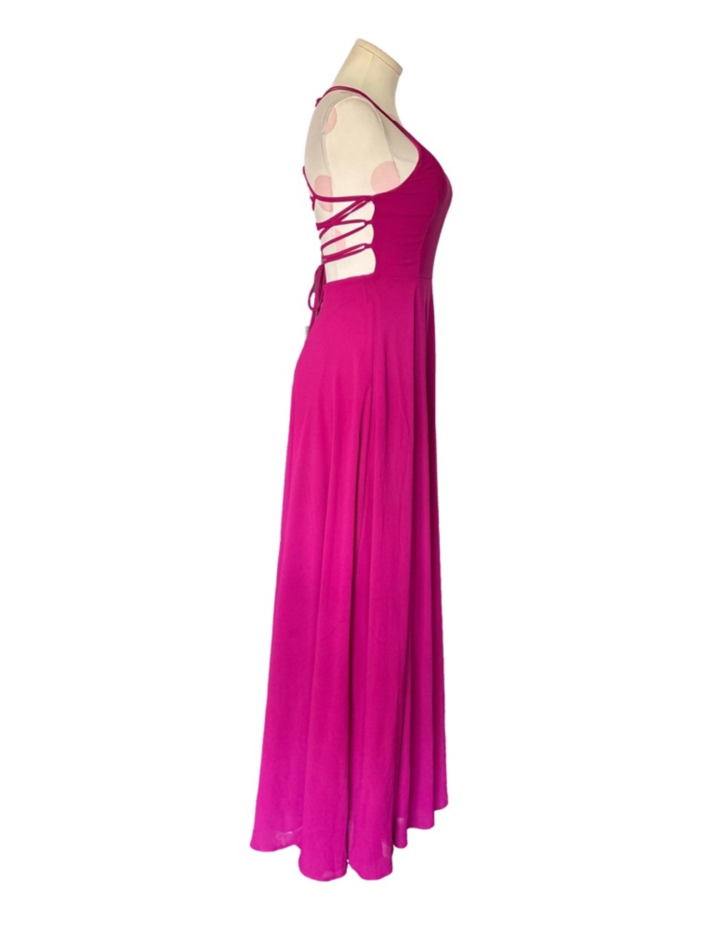 NWT Romantic Strappy To Be Here Magenta Lace-Up Maxi Dress - small - Picture 7 of 13